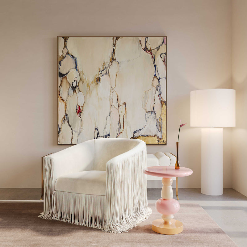 Cleopatra Cream Linen Floor Lamp-zoom-