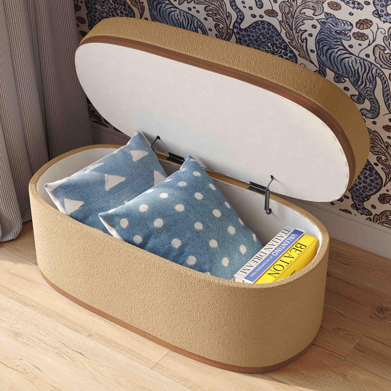 Olivier 41" Boucle Oval Storage Ottoman-zoom-