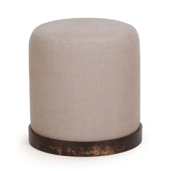 Como Burl and Saddle Brown Cotton Jute Contract-Grade Accent Stool