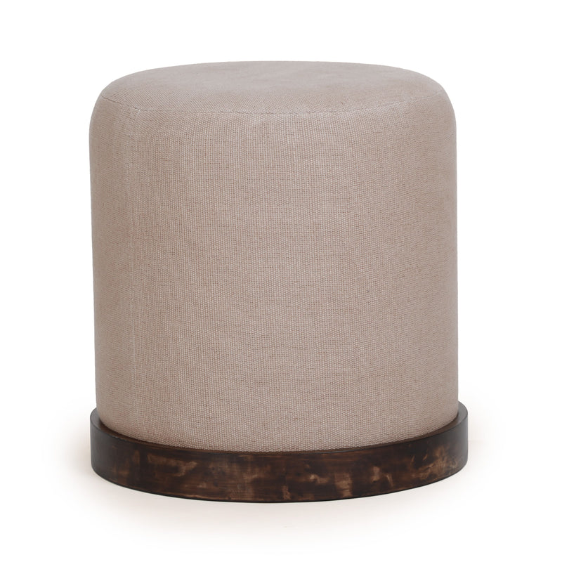Como Burl and Saddle Brown Cotton Jute Contract-Grade Accent Stool-zoom-