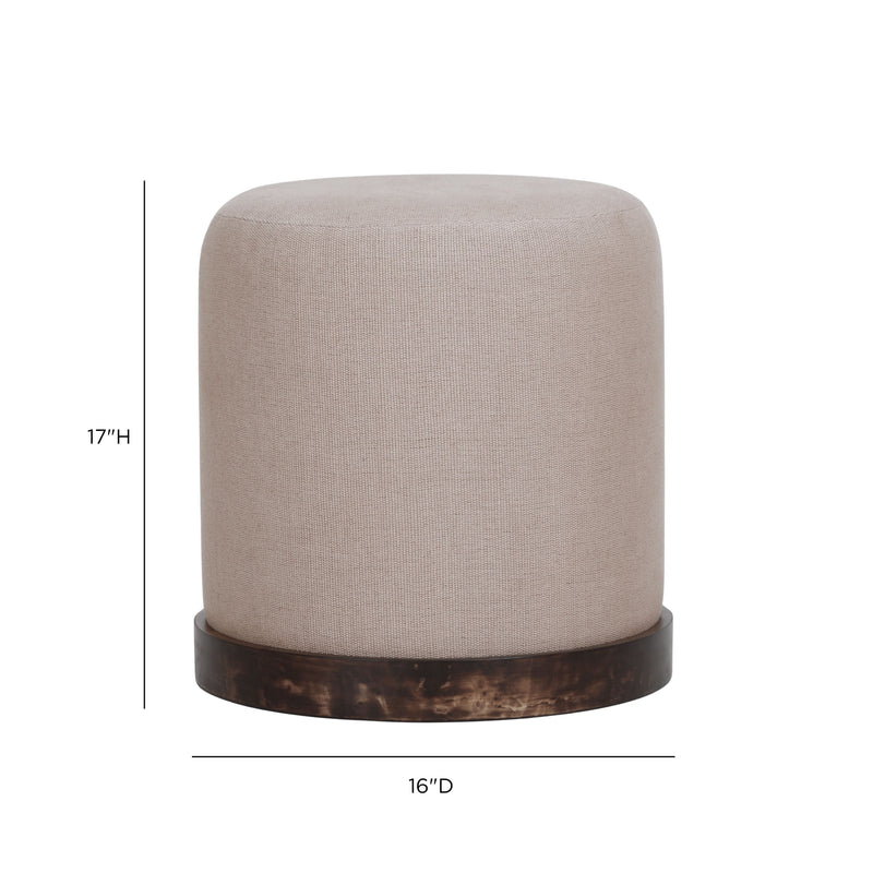 Como Burl and Saddle Brown Cotton Jute Contract-Grade Accent Stool-zoom-