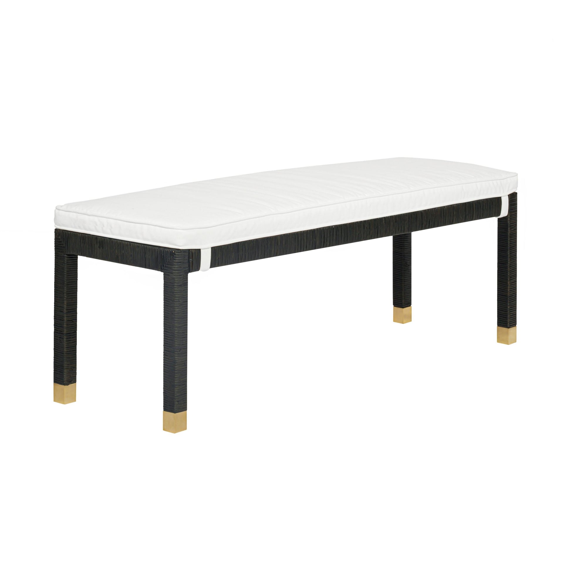 Amara 50" Woven Rattan Performance Fabric Bench