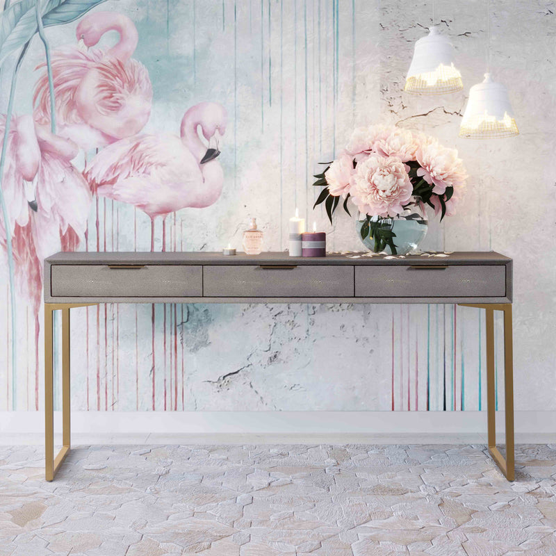 Pesce 59" Faux Shagreen 3-Drawer Console Table-zoom-
