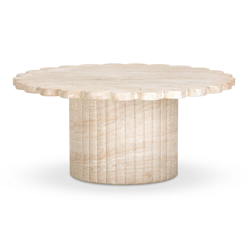 Blossom 36" Washed Faux Travertine Finish Indoor/Outdoor Round Coffee Table-zoom-