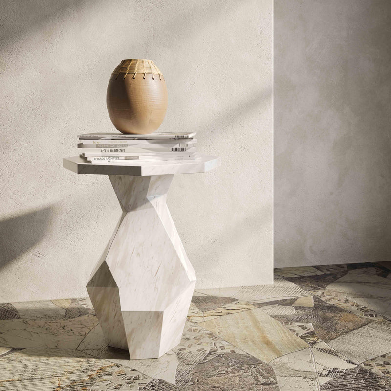 Esme Faux Marble Indoor / Outdoor Round Side Table-zoom-