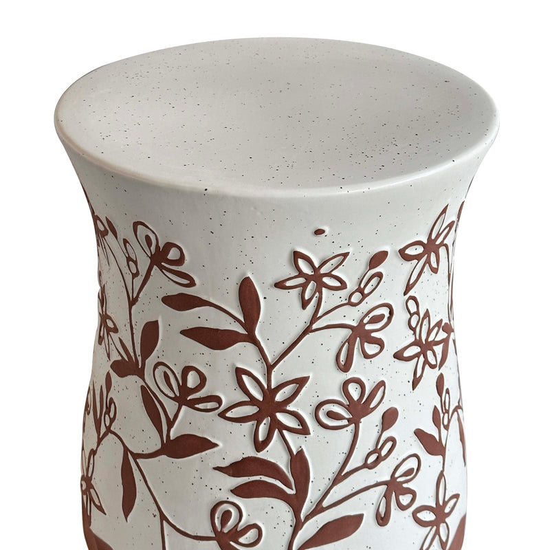 Ceramic Carved Terracotta Indoor/Outdoor Table-zoom-