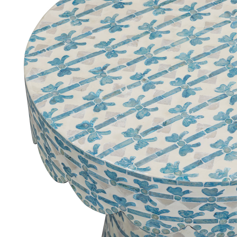Lady Blue Ribbon Capiz Shell Round Side Table-zoom-