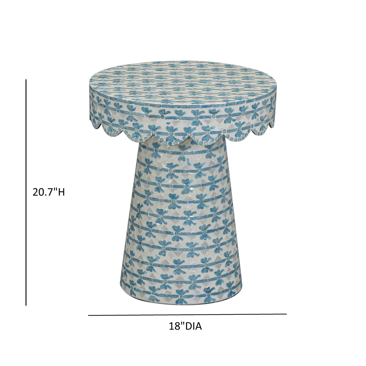 Lady Blue Ribbon Capiz Shell Round Side Table
