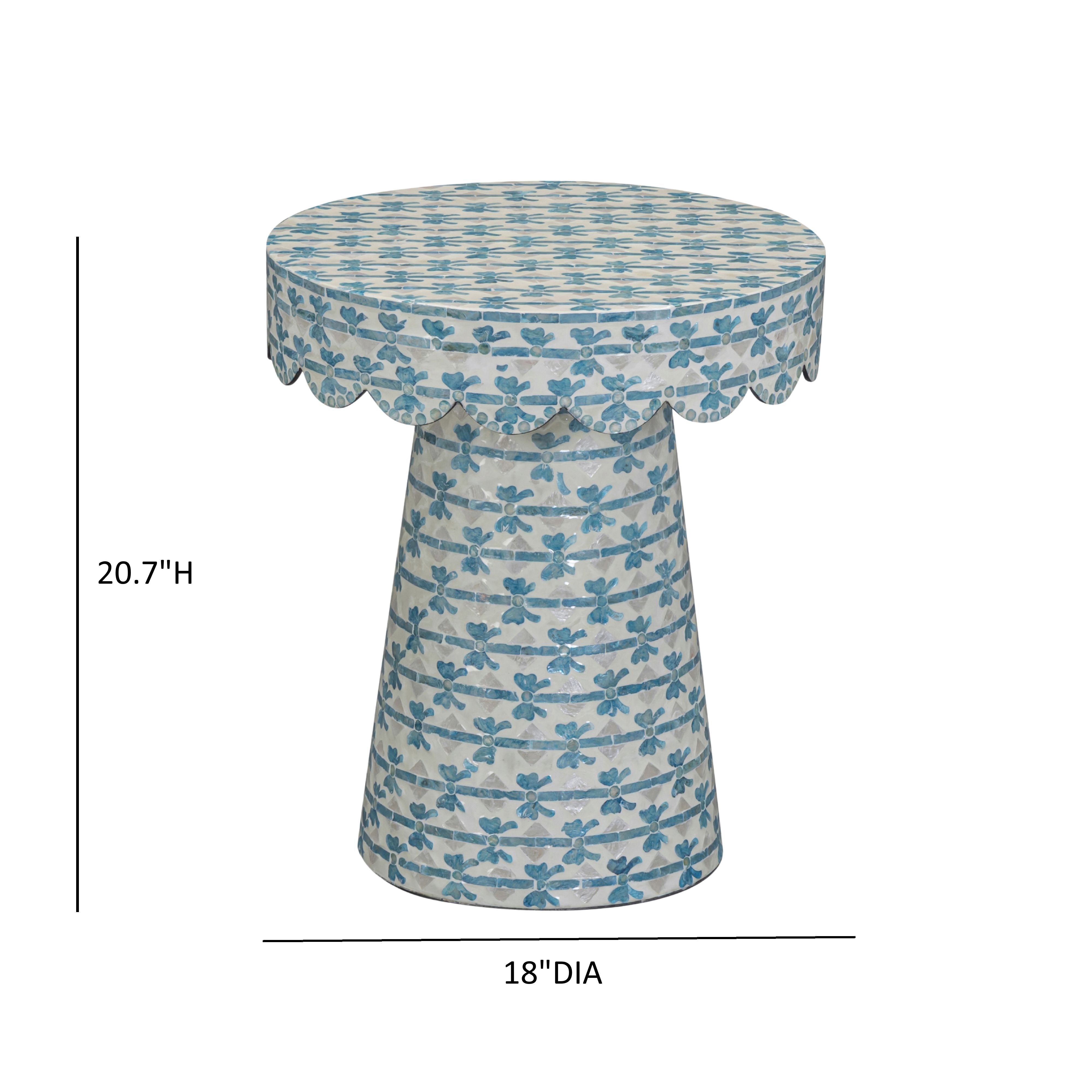 Lady Blue Ribbon Capiz Shell Round Side Table