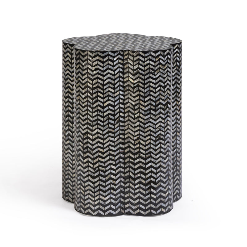 Truffle Black Mother of Pearl Shell Side Table-zoom-