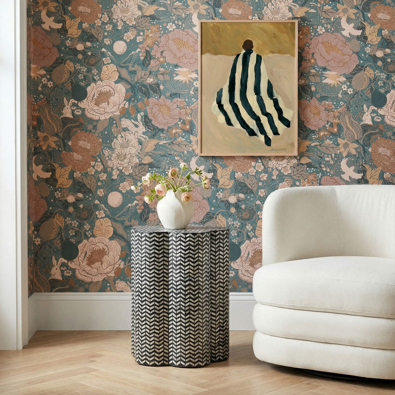 Truffle Black Mother of Pearl Shell Side Table-zoom-