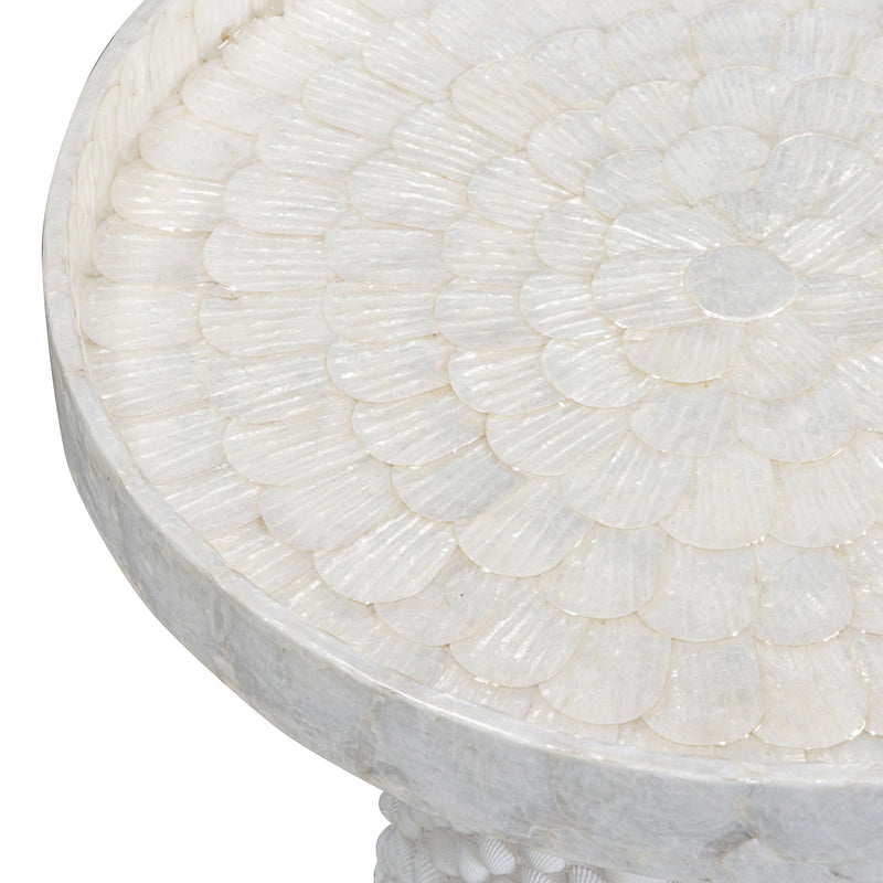 Coast Pearl White Seashell Round Side Table-zoom-