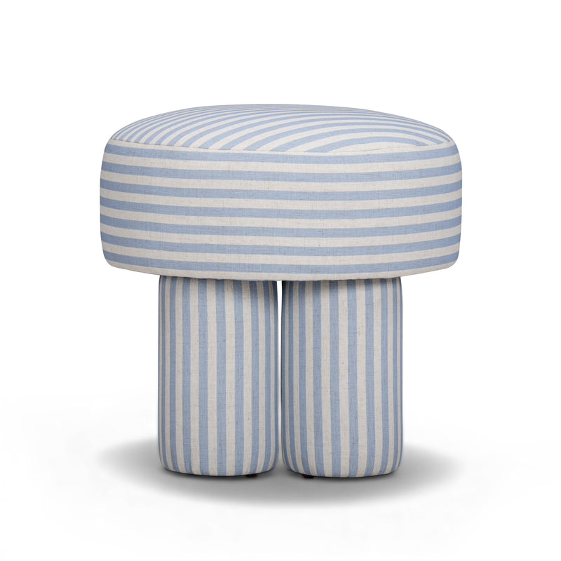 Masha Striped Performance Linen Accent Stool-zoom-