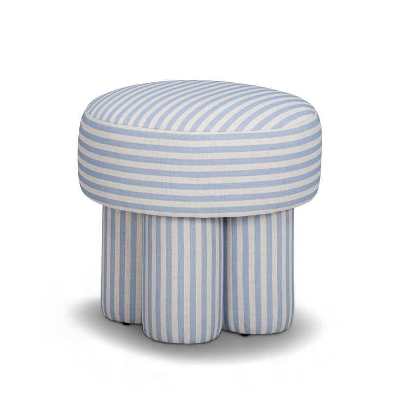 Masha Striped Performance Linen Accent Stool-zoom-