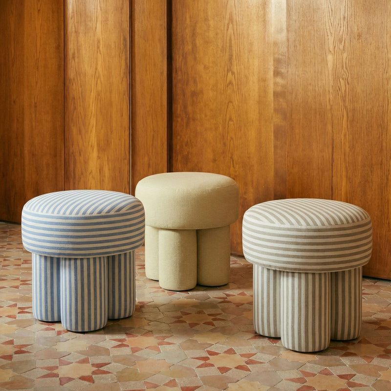 Masha Striped Performance Linen Accent Stool-zoom-