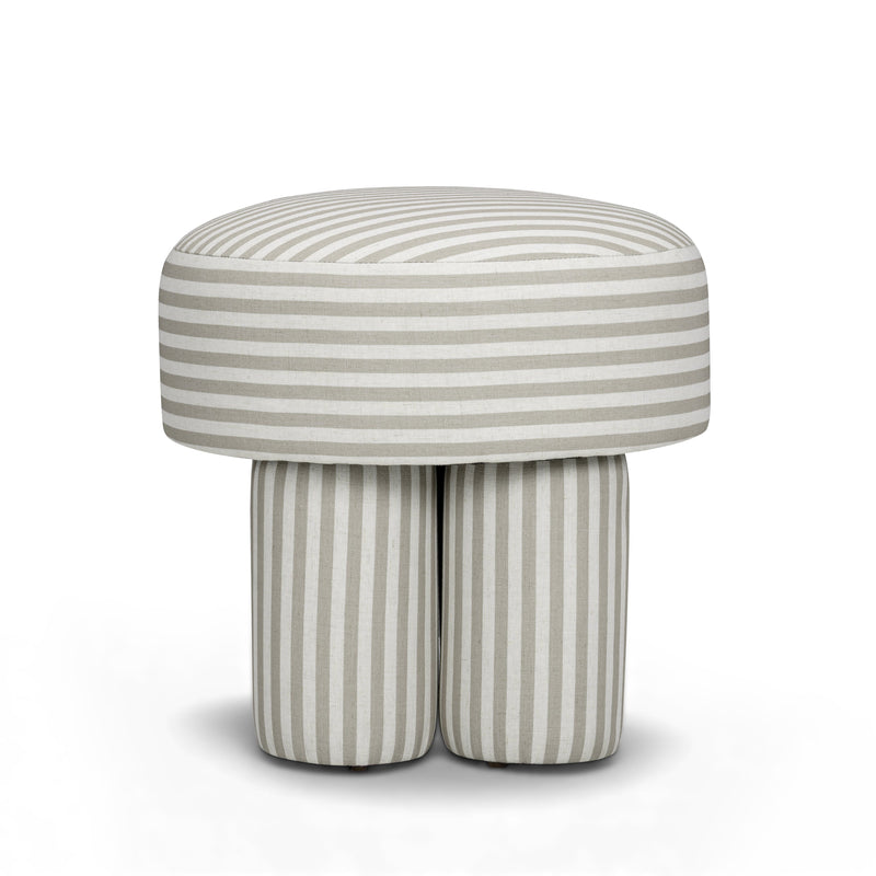 Masha Striped Performance Linen Accent Stool-zoom-
