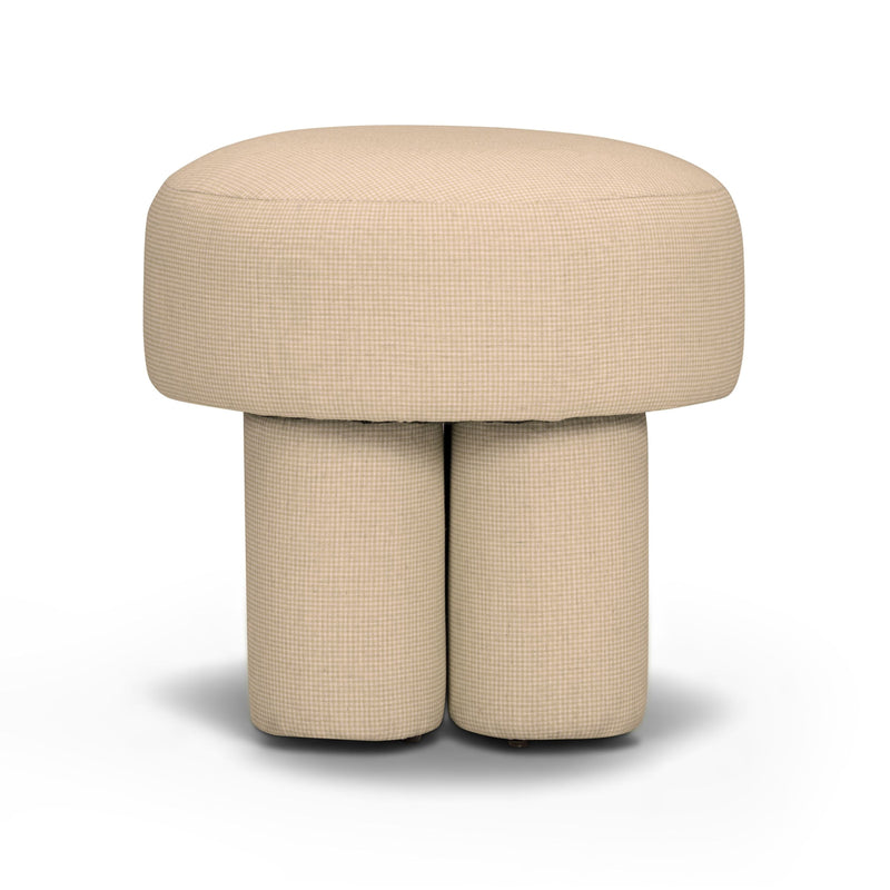 Masha Yellow Gingham Performance Linen Accent Stool-zoom-