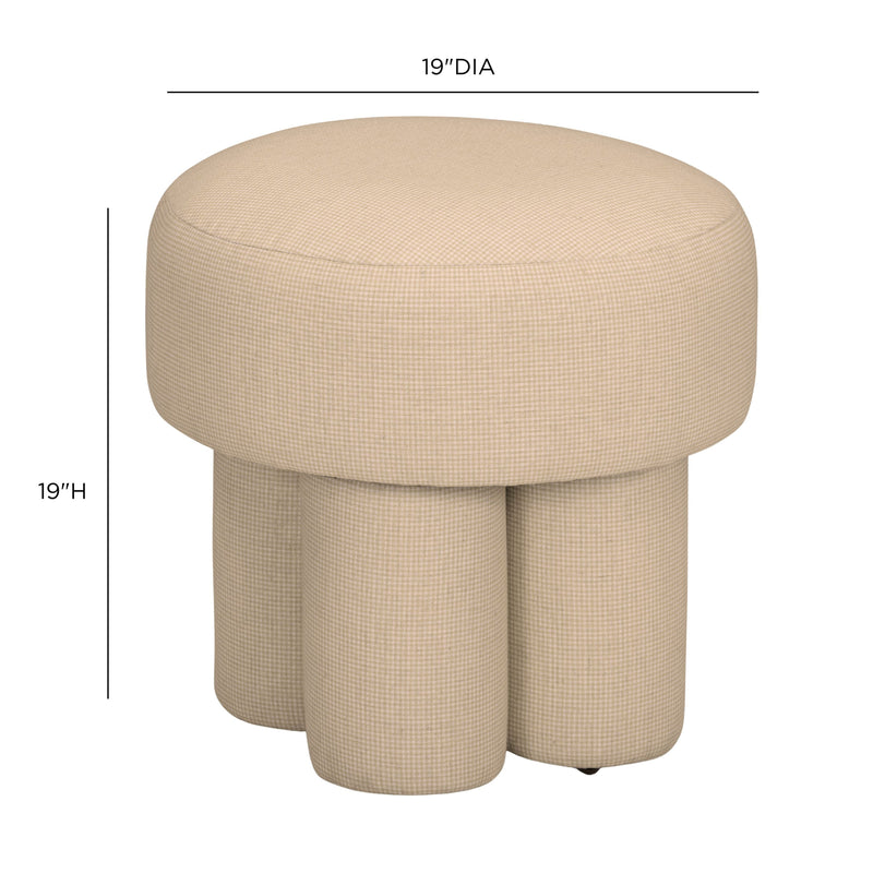 Masha Yellow Gingham Performance Linen Accent Stool-zoom-