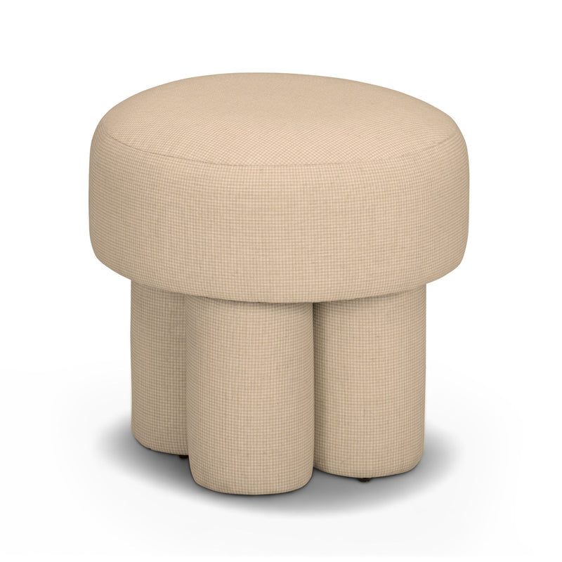 Masha Yellow Gingham Performance Linen Accent Stool-zoom-