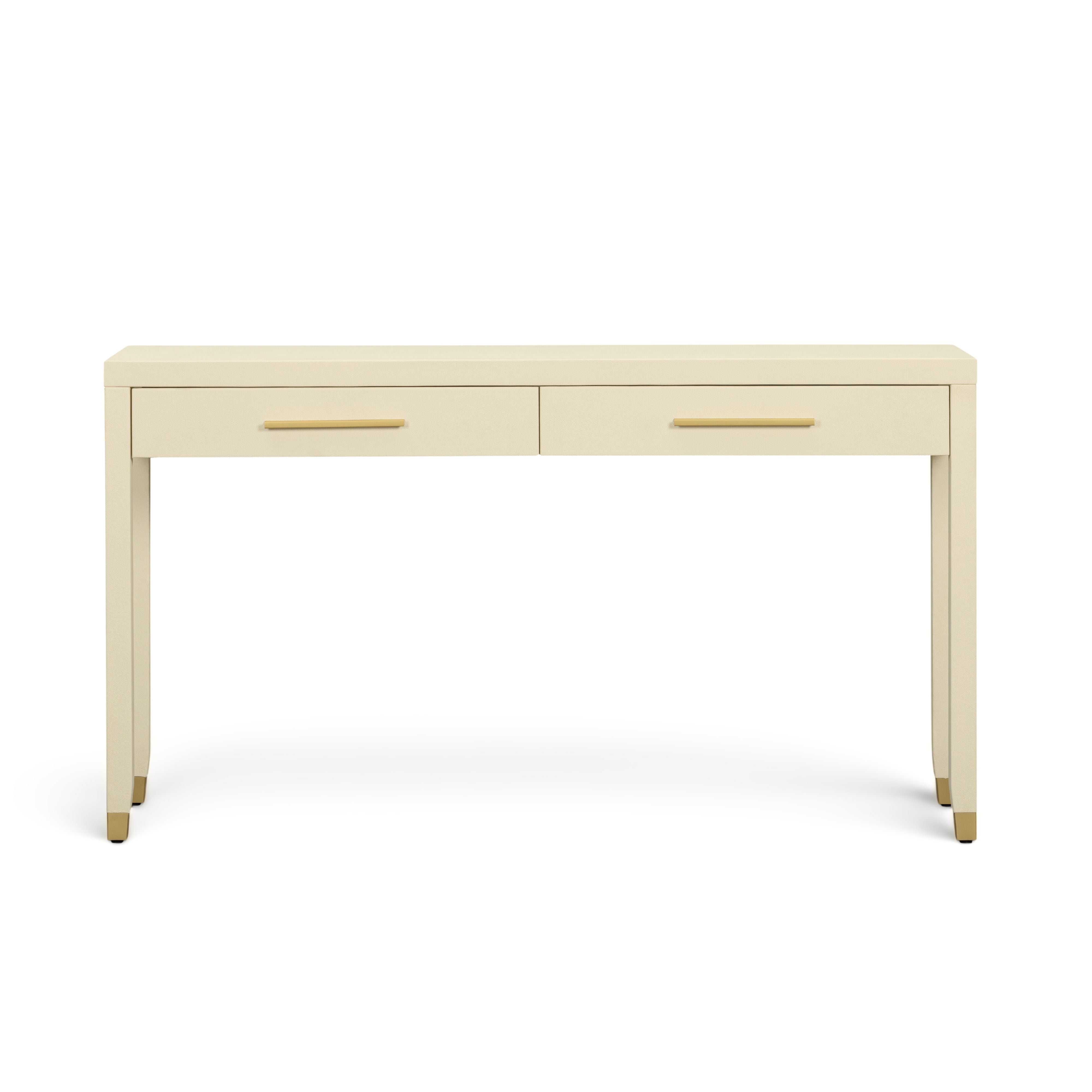 Dani 54" Cream Faux Shagreen 2-Drawer Console Table