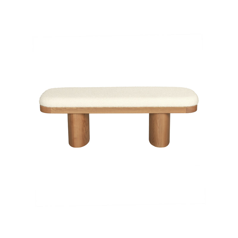Ollie 48" White Performance Boucle Wooden Bench-zoom-