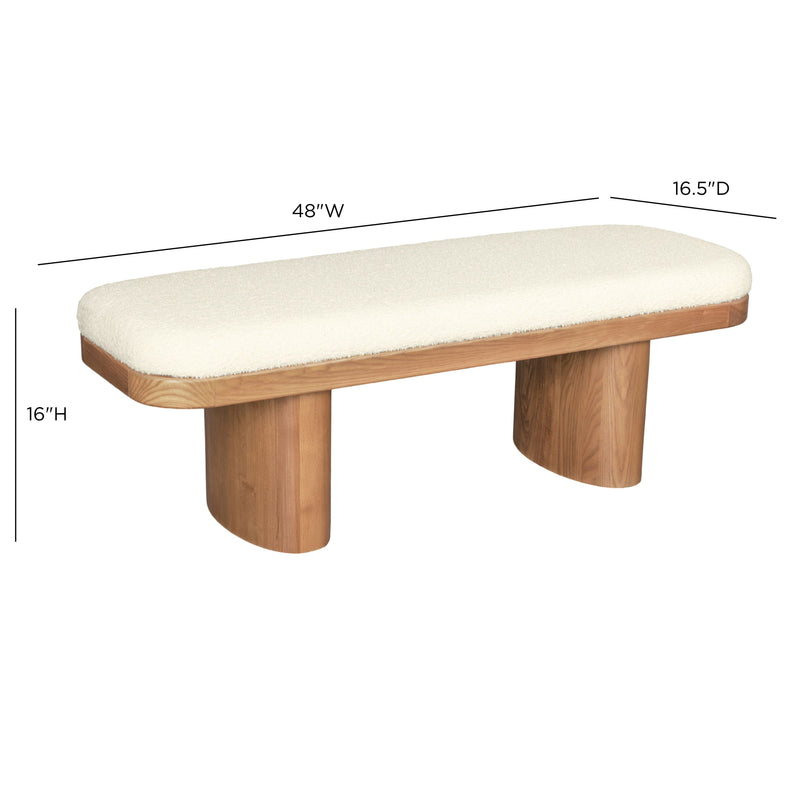 Ollie 48" White Performance Boucle Wooden Bench-zoom-