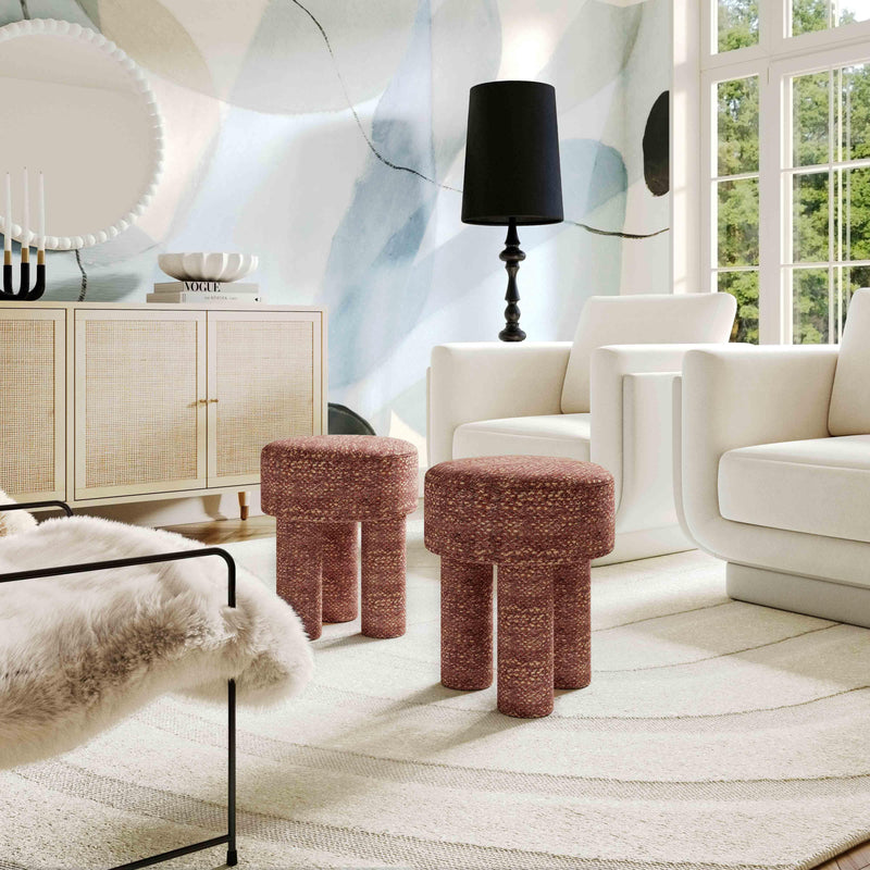 Claire Nubby Performance Fabric Accent Stool-zoom-