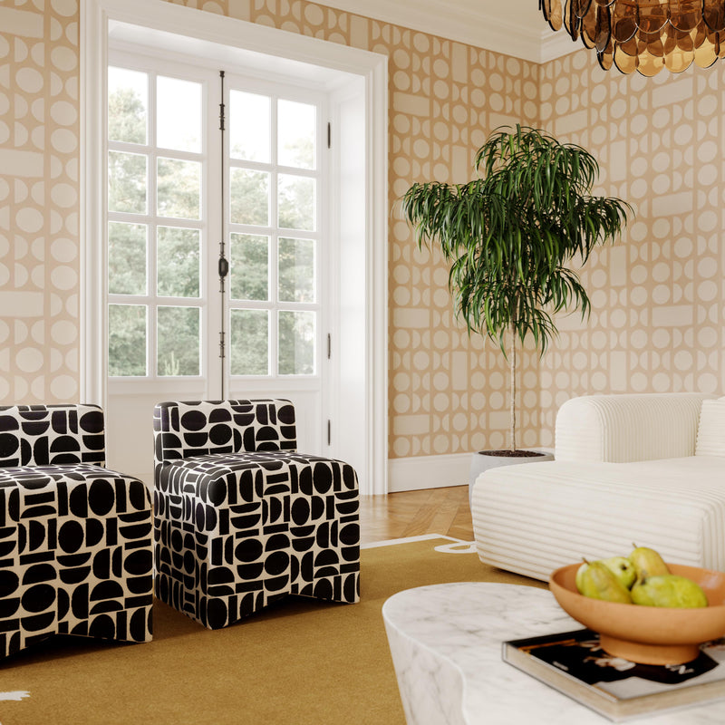 Pippa Geometric Performance Jacquard Weave Accent Stool-zoom-