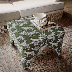 Raji Leopard Performance Jacquard Ottoman