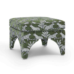 Raji Leopard Performance Jacquard Ottoman