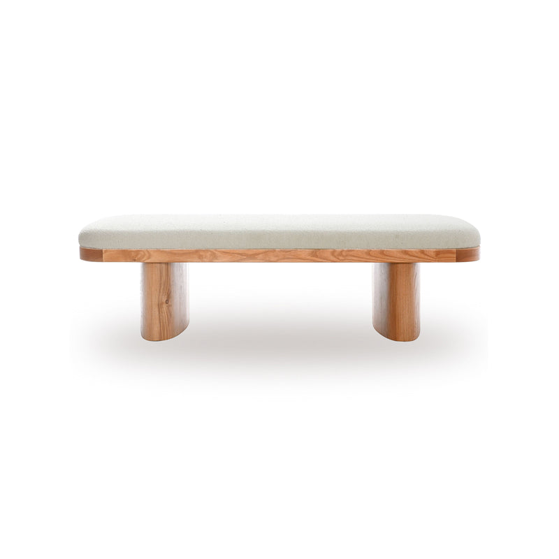 Ollie 56.5" White Performance Boucle Large Bench-zoom-