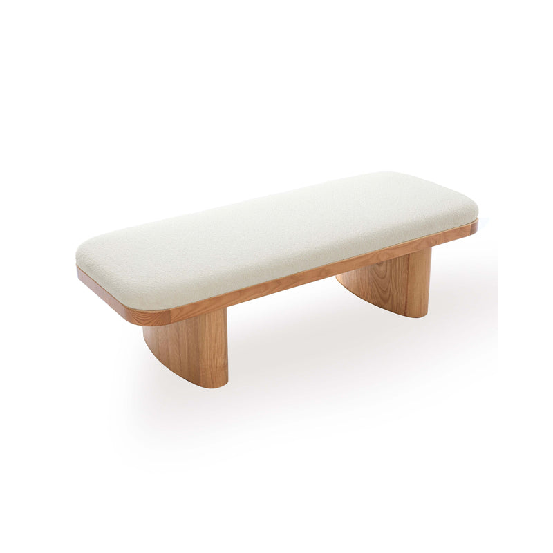 Ollie 56.5" White Performance Boucle Large Bench-zoom-