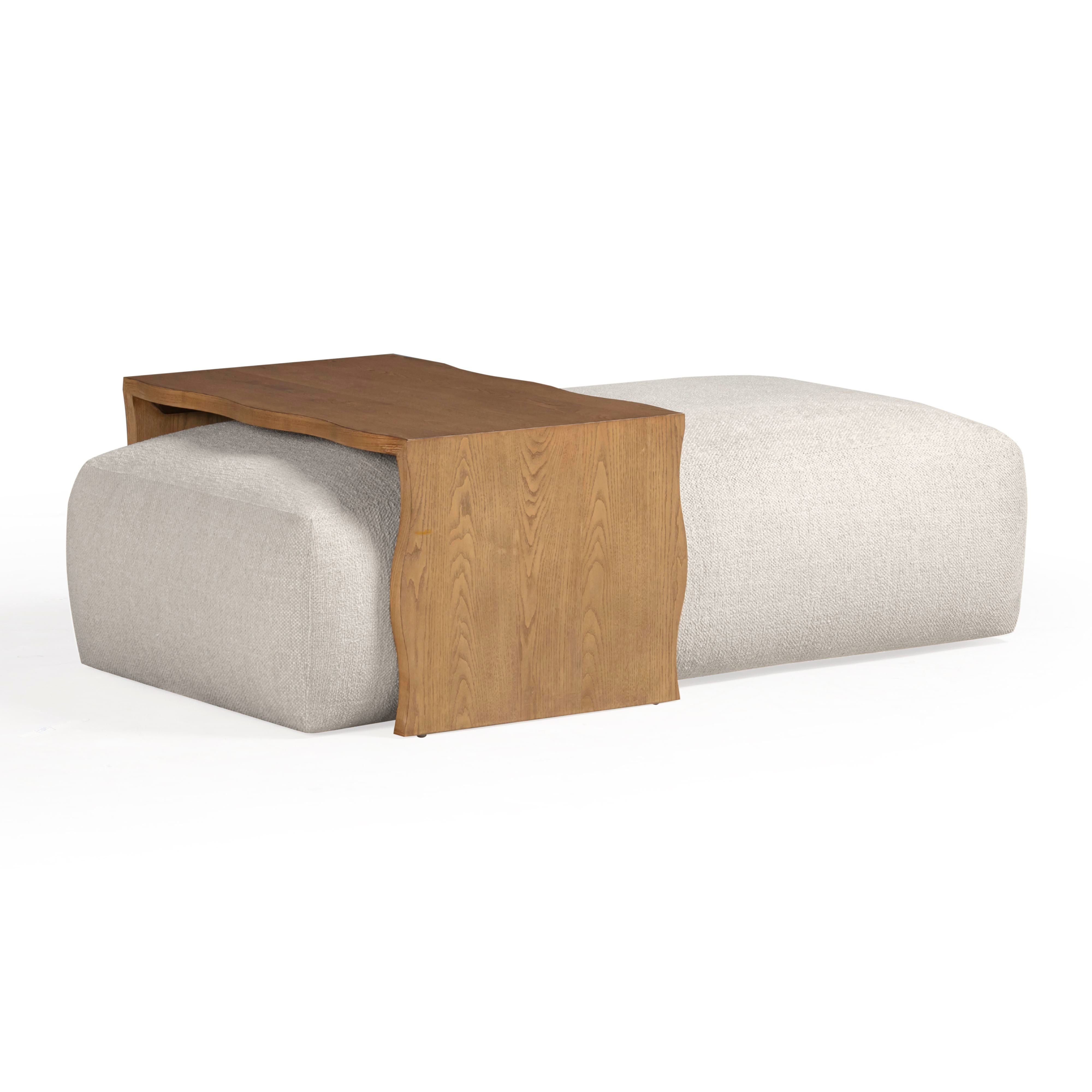 Spencer 54" Performance Basketweave Ottoman with Bridge Table