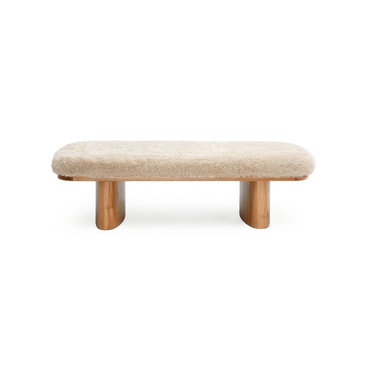 Ollie 56.5" Contract-Grade Straight Vegan Shearling Large Bench