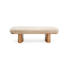 Ollie 56.5" Contract-Grade Straight Vegan Shearling Large Bench