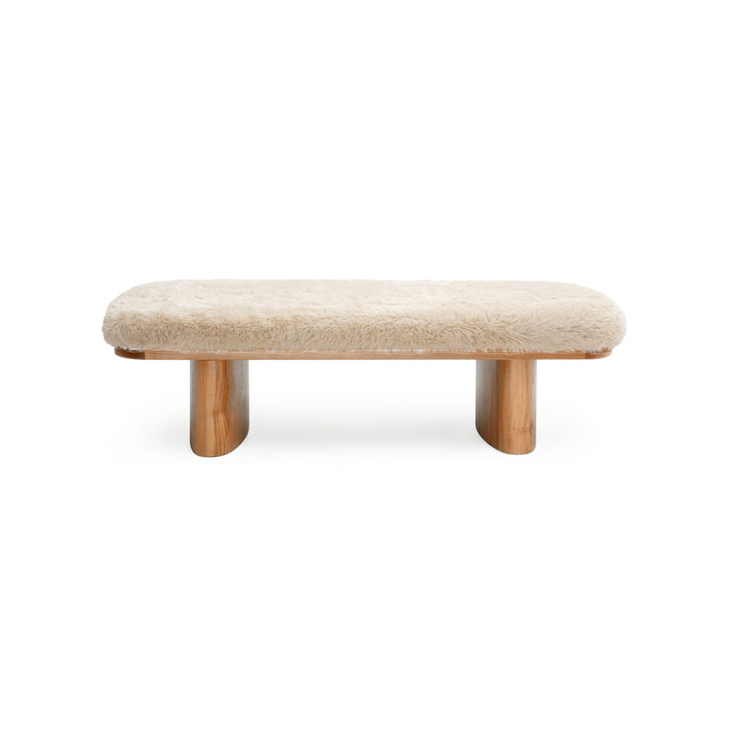 Ollie 56.5" Contract-Grade Straight Vegan Shearling Large Bench-zoom-