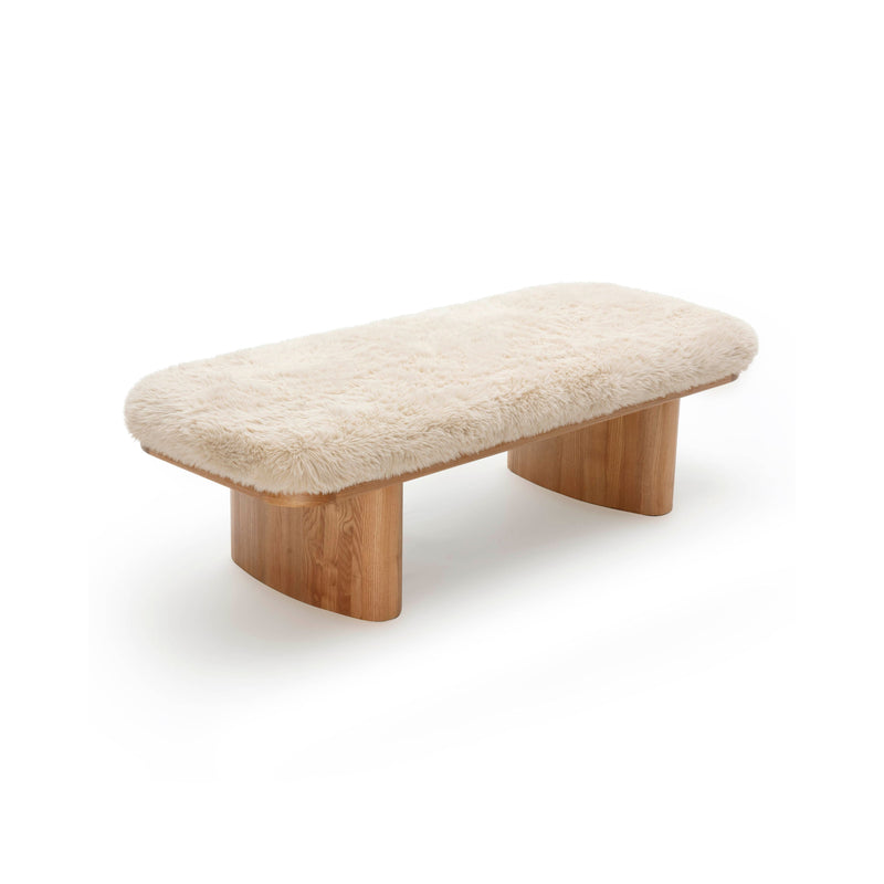 Ollie 56.5" Contract-Grade Straight Vegan Shearling Large Bench-zoom-