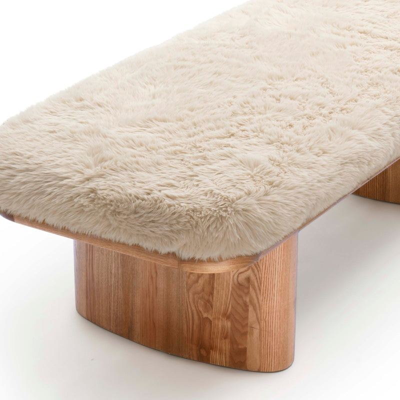 Ollie 56.5" Contract-Grade Straight Vegan Shearling Large Bench-zoom-