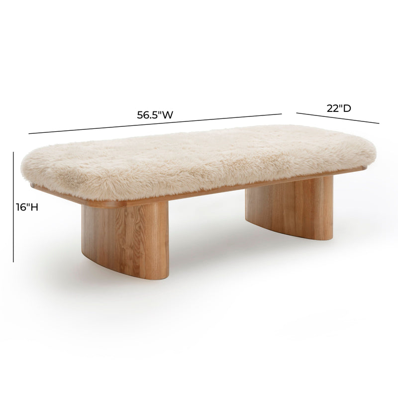 Ollie 56.5" Contract-Grade Straight Vegan Shearling Large Bench-zoom-
