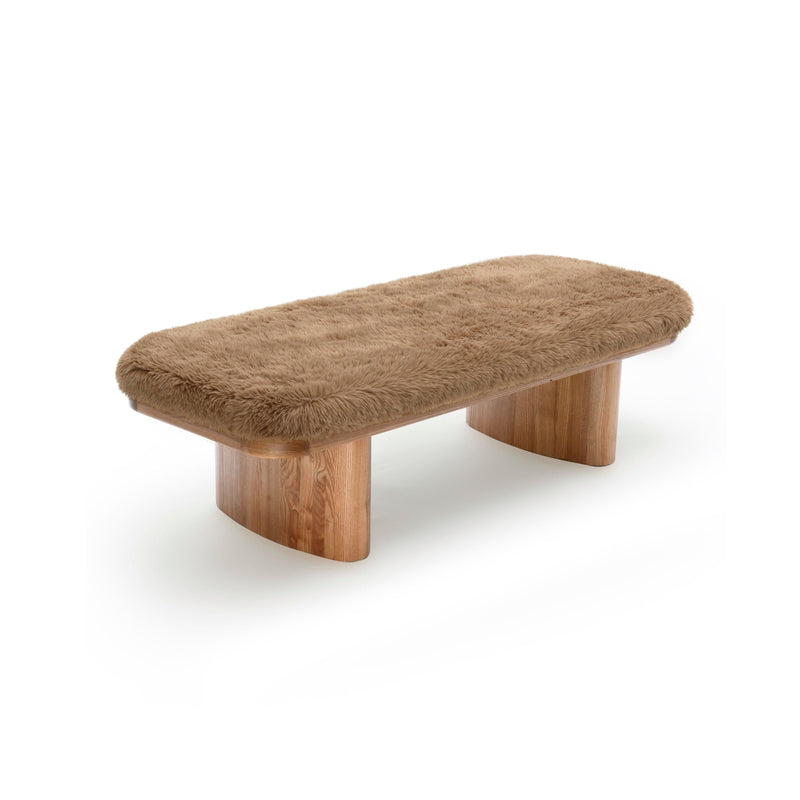 Ollie 56.5" Contract-Grade Straight Vegan Shearling Large Bench-zoom-