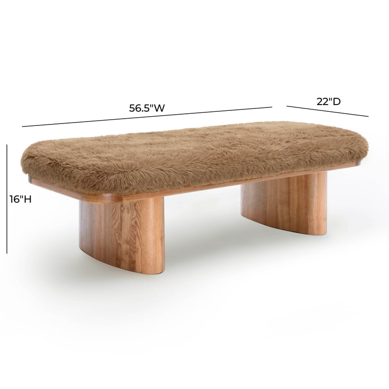 Ollie 56.5" Contract-Grade Straight Vegan Shearling Large Bench-zoom-