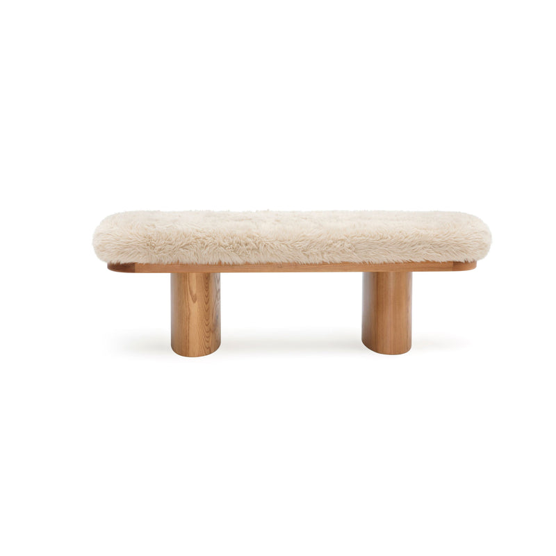 Ollie 48" Contract-Grade Straight Vegan Shearling Bench-zoom-