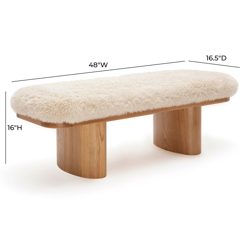 Ollie 48" Contract-Grade Straight Vegan Shearling Bench-zoom-