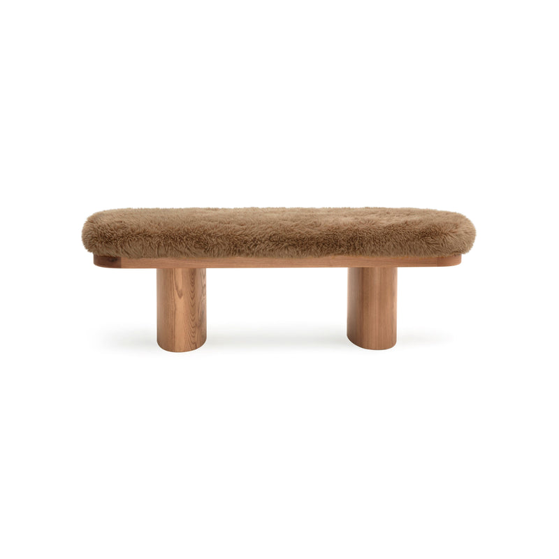 Ollie 48" Contract-Grade Straight Vegan Shearling Bench-zoom-