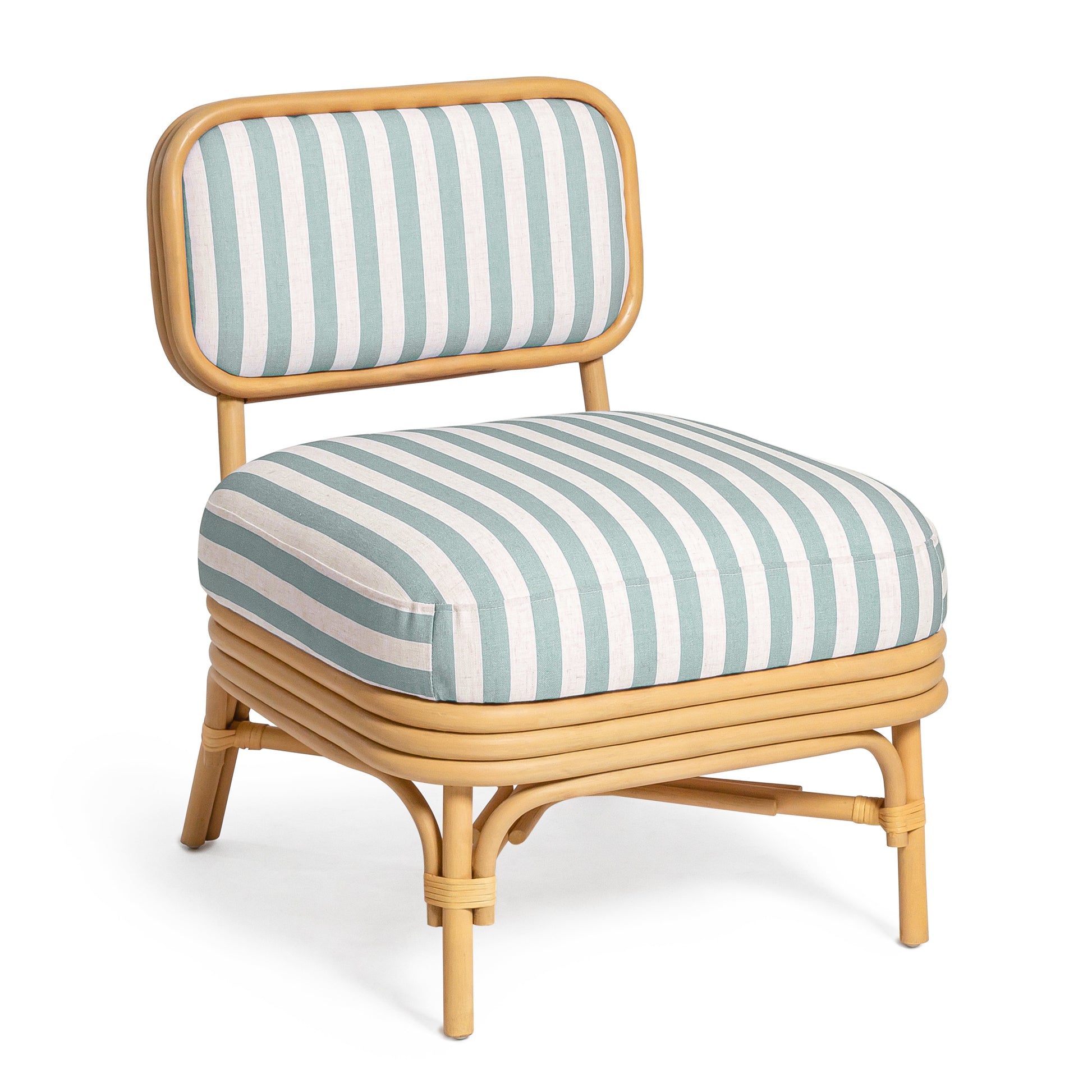 Dorine Striped Performance Linen & Rattan Accent Chair