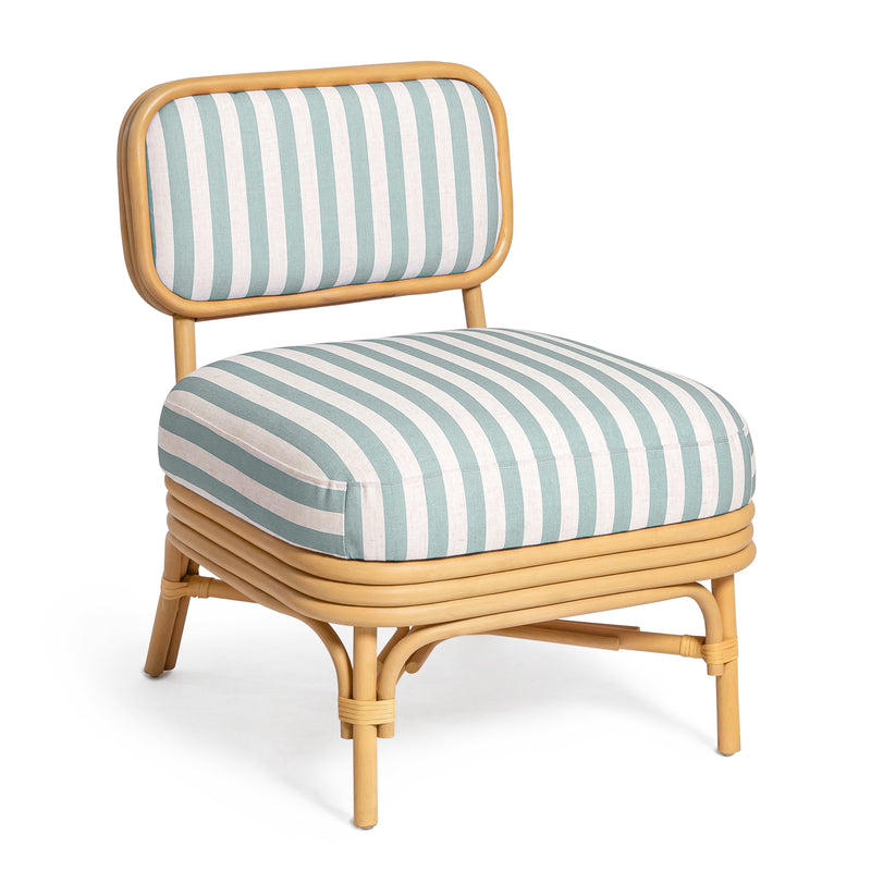 Dorine Striped Performance Linen & Rattan Accent Chair-zoom-