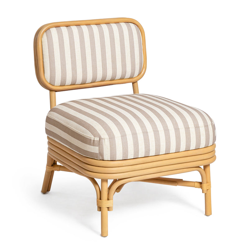Dorine Striped Performance Linen & Rattan Accent Chair-zoom-