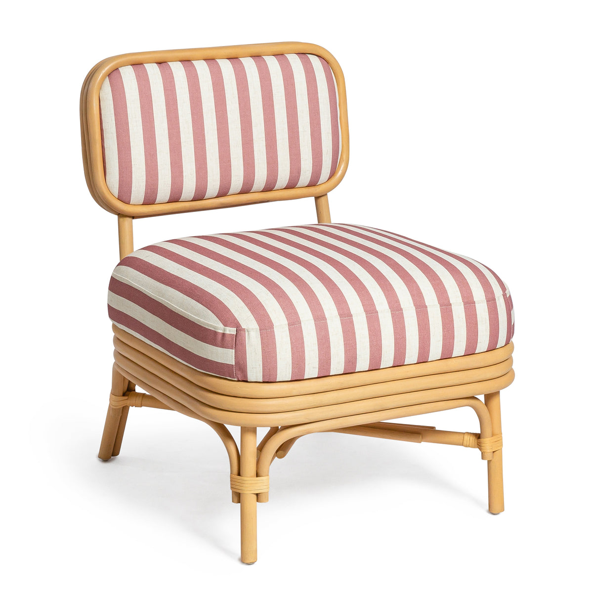 Dorine Striped Performance Linen & Rattan Accent Chair