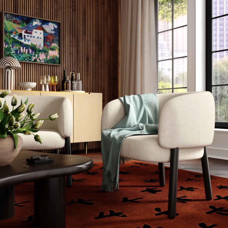 Foxy Cream Performance Basketweave Chenille Accent Chair-zoom-