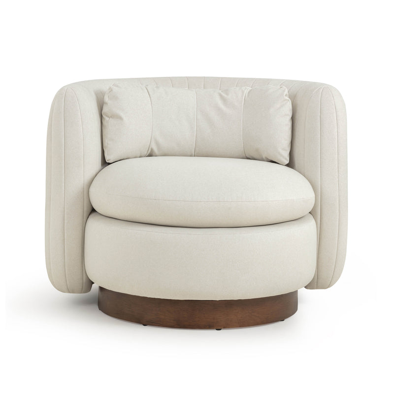 Nura Cream Performance Vegan Mohair Swivel Accent Chair-zoom-